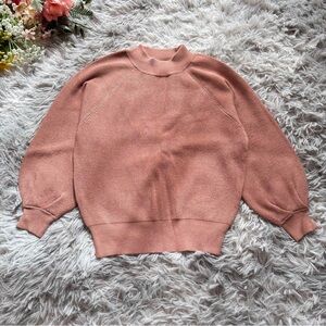 GRL Volume Sleeve Knit Top [M] Orange, 3/4 Length, Petite High Neck